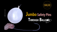 Jumbo Safety Pins Through Balloon Silver