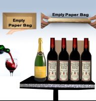 Appearing Champagne and Wine Bottles from Empty Paper Bag